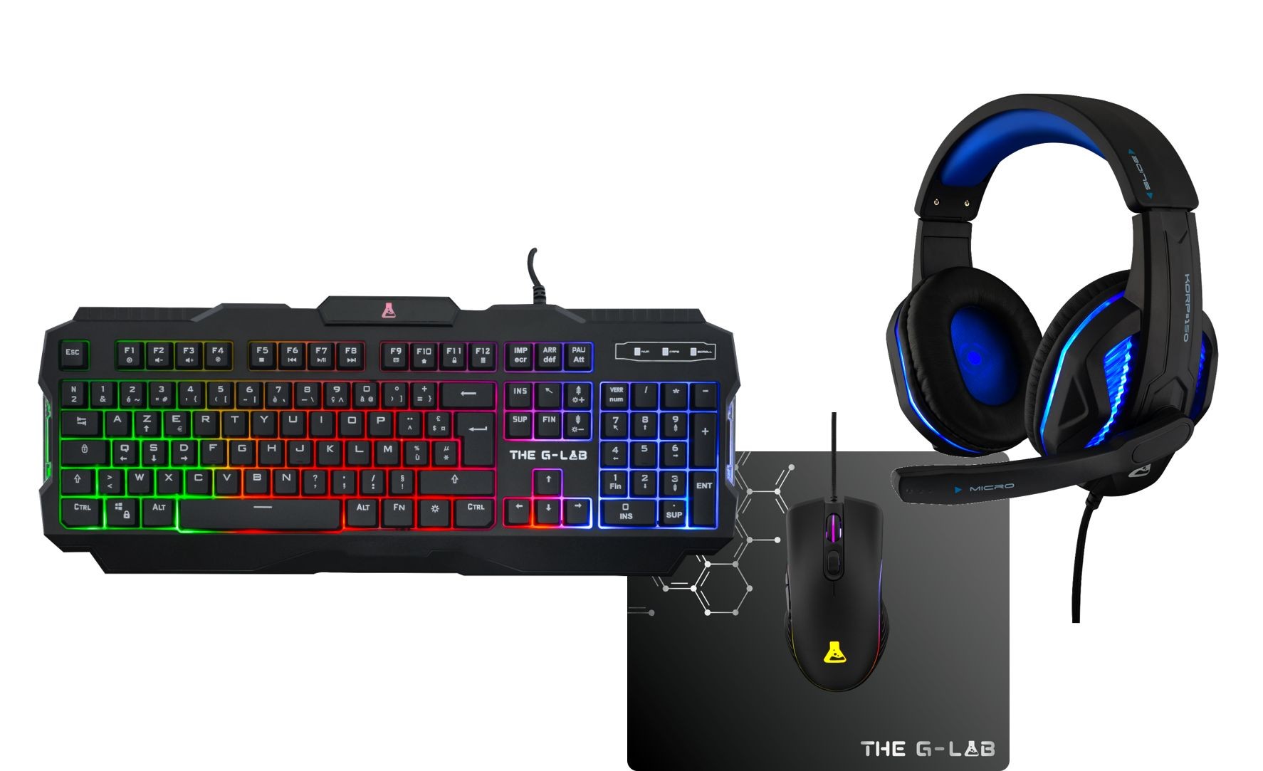 Pack Gaming G Lab Argon Clavier Gamer Filaire Souris Casque Tapis Pas Cher Bureau Vallee