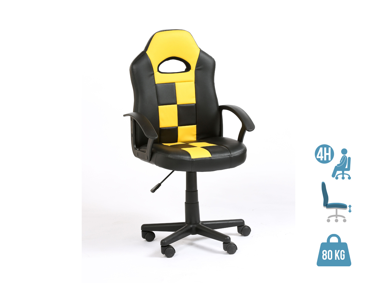 Fauteuil Gamer Formule 1 Accoudoirs Fixes Noir Et Jaune