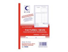 ELVE - Manifold Carnet de factures/devis pour auto-entrepreneurs - 50 dupli - A5