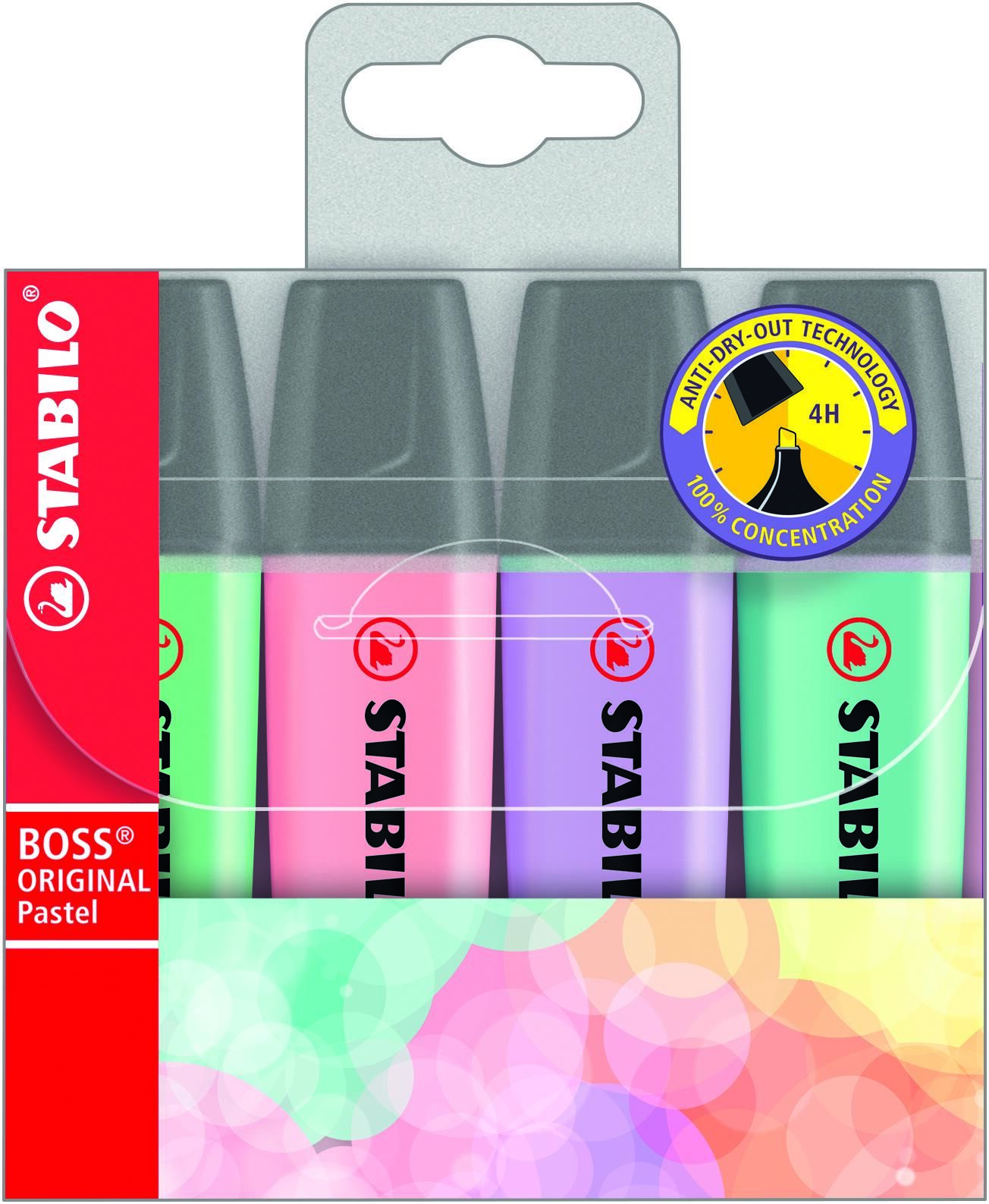  STABILO  BOSS  ORIGINAL Pastel  Pack de 4 surligneurs 