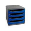 9002493423879-Exacompta BigBox - Module de classement 4 tiroirs - noir/bleu royal-Angle gauche-0