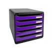 9002493423633-Exacompta BigBox Plus - Module de classement 5 tiroirs - noir/violet-Angle gauche-1