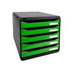 9002493423626-Exacompta BigBox Plus - Module de classement 5 tiroirs - noir/vert pomme-Angle gauche-0