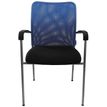 0404051443425-Lot de 4 chaises JULIA - avec accoudoirs - assise noire et dossier bleu--1