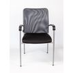 3700339883660-Chaise JULIA - avec accoudoirs - assise noire et dossier gris--1