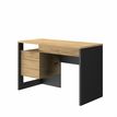 3483600814449-Bureau droit RUSSEL - 119 cm - 1 porte - Chêne helvezia et uni noir--3