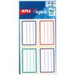 3270241010961-Apli Agipa - 24 Étiquettes scolaires cadre et lignes bleus, rouges, verts - 36 x 56 mm - réf 101096--0