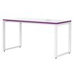 3700339874033-Bureau droit MT1 Elégance - L120 x P67 x H75 cm - pieds blancs - plateau blanc chants prune--1