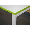 3700339874101-Bureau droit MT1 Elégance - L160 x P67 x H75 cm - pieds blancs - plateau blanc chants vert--3