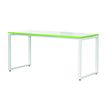 3700339874026-Bureau droit MT1 Elégance - L120 x P67 x H75 cm - pieds blancs - plateau blanc chants vert--2