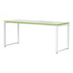 3700339874101-Bureau droit MT1 Elégance - L160 x P67 x H75 cm - pieds blancs - plateau blanc chants vert--2