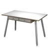 7331910030218-Bureau télétravail avec tiroirs - 120 cm - blanc/chêne - pieds métal blancs--1