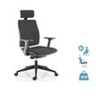 3660916019137-Fauteuil de bureau NOVA - accoudoirs 3D - têtière intégrée - dossier en tissu - noir--0