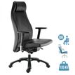 3660916008926-Fauteuil de bureau GOXOA - accoudoirs réglables - appui-tête intégré - cuir noir--0