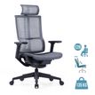 3700339918409-Fauteuil de bureau JAMES - accoudoirs réglables - appuie-tête réglable - noir et gris--0