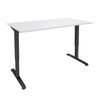 3253310399303-Bureau LEVEL - Bureau éléctrique - L140 - pied carbone - plateau Blanc perle--0