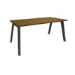 3253310311411-Bureau simple STEELY - L120 cm - Bureau de départ - Pieds carbone - plateau imitation noyer--0