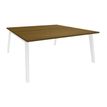 3253310481206-Bureau double STEELY - L140 cm - Bureau de départ - Pieds blancs - plateau imitation noyer--0