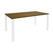 3253310426597-Bureau simple IRIS - L160 cm - Plan de départ - Pieds blanc - plateau imitation noyer--0