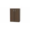 3617350001822-Armoire mi-haute MOKA - 2 portes - L80 x P43,2 x H113,5 cm - imitation noyer brun - poignées gris alum--0