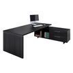 7331920002779-Bureau Manager FLORA - avec console retour réversible - L195 x P170 cm - pieds panneaux - plateau imit--0