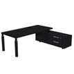 7331920002878-Bureau Manager FLORA - avec console retour réversible - L195 x P170 cm - pieds en métal noir - plateau imit--0