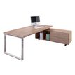 7331920002984-Bureau Manager FLORA - avec console retour réversible - L195 x P170 cm - pieds cadre en métal effet chromé - plateau imitatio--0