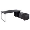 7331920002991-Bureau Manager FLORA - avec console retour réversible - L225 x P170 cm - pieds cadre en métal effet chromé - plateau imit--0