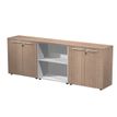 7331920003264-Armoire basse triple Flora - L243xP43xH81,4 cm - 4 portes mélaminés - 3 étagères - merisier arabis--0