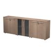 7331920003288-Armoire basse triple Flora - L243xP43xH81,4 cm - 4 portes mélaminés + 2 portes vitrées - 3 étagères --0