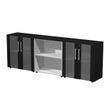 7331920003318-Armoire basse triple Flora - L243xP43xH81,4 cm - 4 portes vitrées - 3 étagères - frêne noir--0