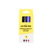 3539012004456-Les Prix Mini - Pack de 4 Marqueurs permanents : 2 noirs, 1 rouge, 1 bleu - pointe large--0