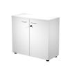 7331920002106-Armoire basse Trend - L80xP35xH72 cm - 2 portes en mélaminé et serrure - blanc--0