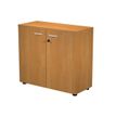 7331920002113-Armoire basse Trend - L80xP35xH72 cm - 2 portes en mélaminé et serrure - noyer clair--0