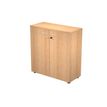 7331920002120-Armoire basse Trend - L80xP35xH72 cm - 2 portes en mélaminé et serrure - hêtre--0