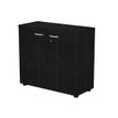 7331920002137-Armoire basse Trend - L80xP35xH72 cm - 2 portes en mélaminé et serrure - frêne noir--0