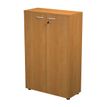 7331920002182-Armoire mi-haute Trend - L80xP35xH120 cm - 2 portes en mélaminé et serrure - noyer clair--0