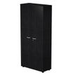 7331920002274-Armoire haute Trend - L80xP35xH180 cm - 2 portes en mélaminé et serrure - frêne noir--0