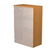 7331920002397-Armoire mi-haute Trend - L80xP35xH120 cm - 2 portes en verre dépoli - noyer clair--0