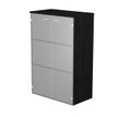 7331920002410-Armoire mi-haute Trend - L80xP35xH120 cm - 2 portes en verre dépoli - frêne noir--0