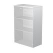 7331920002427-Armoire mi-haute Trend - L80xP35xH120 cm - 2 portes en verre dépoli - gris--0