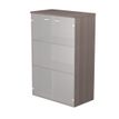 7331920002441-Armoire mi-haute Trend - L80xP35xH120 cm - 2 portes en verre dépoli - frêne Toscan--0