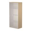 7331920002502-Armoire haute Trend - L80xP35xH180 cm - 2 portes en verre dépoli - chêne--0