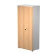 7331920002687-Armoire haute Trend - L80xP44xH180 cm - 2 portes en mélaminé et serrure - hêtre--0