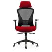 0404051884709-Fauteuil de bureau DESIGNER - Accoudoirs réglables - Appuie-tête - rouge et noir--0