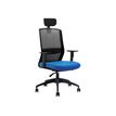 3760185028622-Fauteuil de bureau SCOTT NOIR - Accoudoirs réglables - appuie tête réglable - bleu-Angle gauche-0