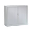 3219095805040-Armoire basse monobloc à rideaux GENERIC - 100 x 120 x 43 cm - gris-Angle gauche-0