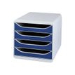 9002493023475-Exacompta BigBox - Module de classement 4 tiroirs - gris/bleu-Angle droit-0