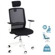 3760185028653-Fauteuil de bureau SCOTT - accoudoirs réglables - appuie-tête réglable - noir base blanche--0