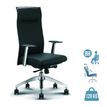 3700339877812-Fauteuil de bureau WILSON - accoudoirs fixes - appui-tête intégré - cuir noir--0